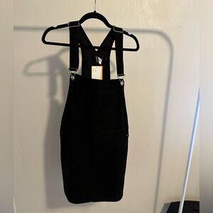 H&M Black Corduroy Mini Overall Dress